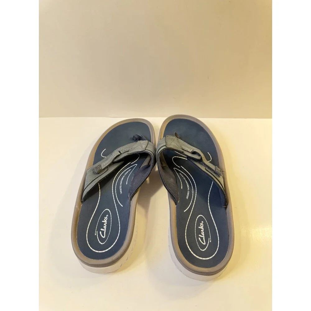 Clarks Mens Sandals Wesley Sun Leather Sandals Navy US 11